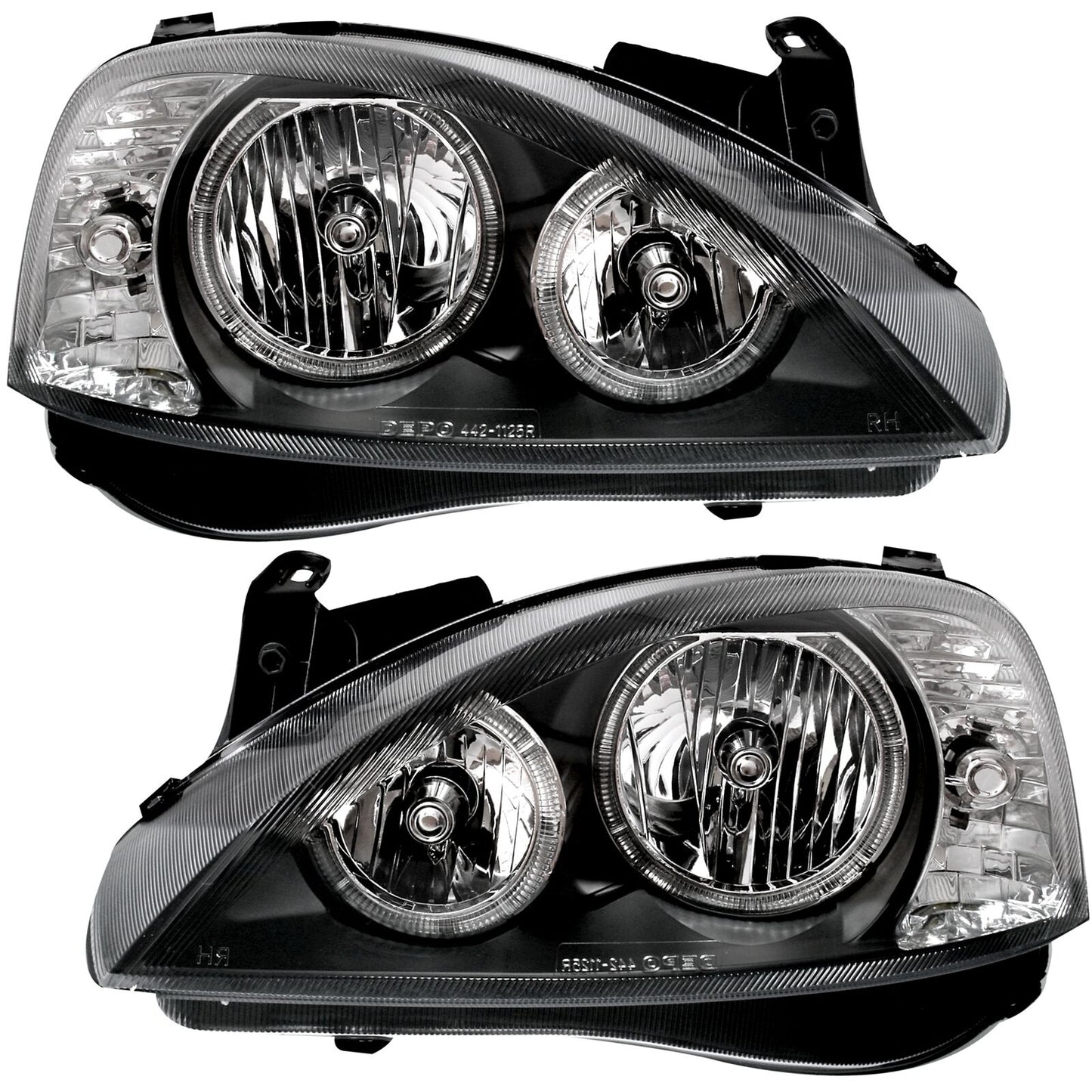 Angel Eyes Headlight Set for Opel Corsa C 00-06 in Black H7 Left Right 