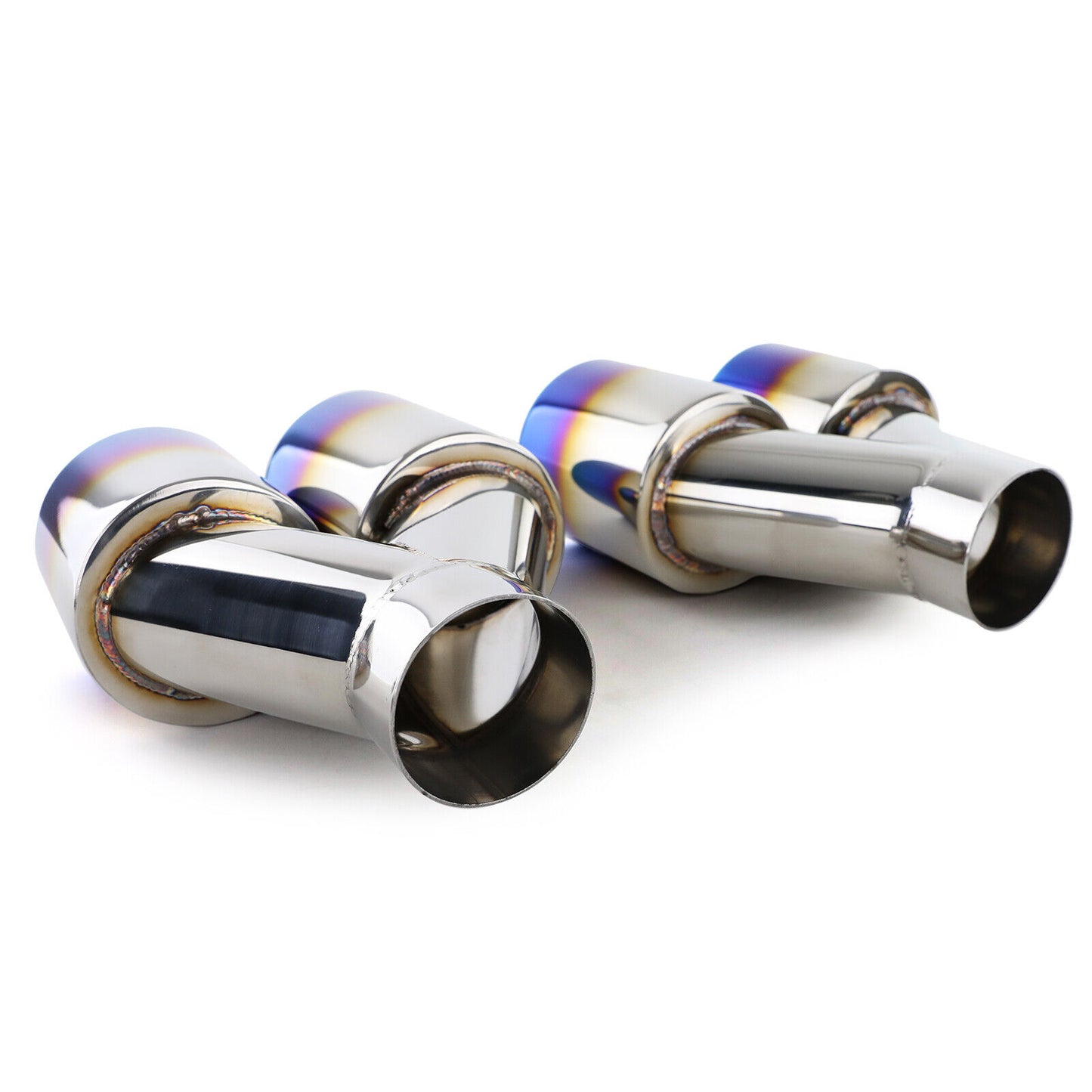 Terminale di scarico sportivo 89mm Doppio tubo in acciaio inossidabile Titanio