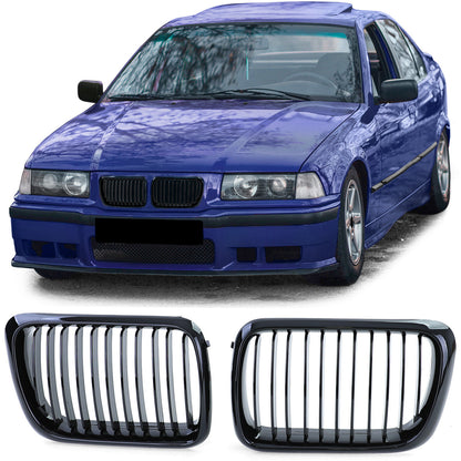 Aftermarket Gloss Black Performance Electric Grille Compatible with BMW 3 Series E36 96-99 
