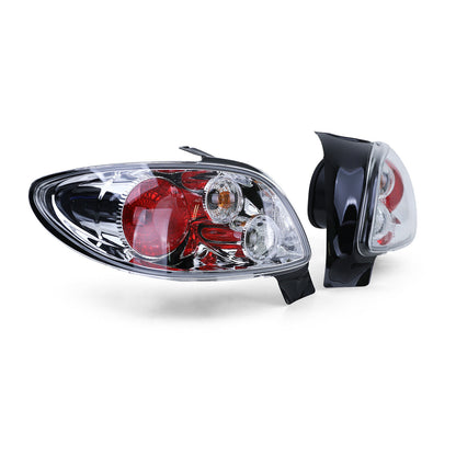 Fanali posteriori in vetro trasparente cromati per Peugeot 206 hatchback 3+5 porte 98-09