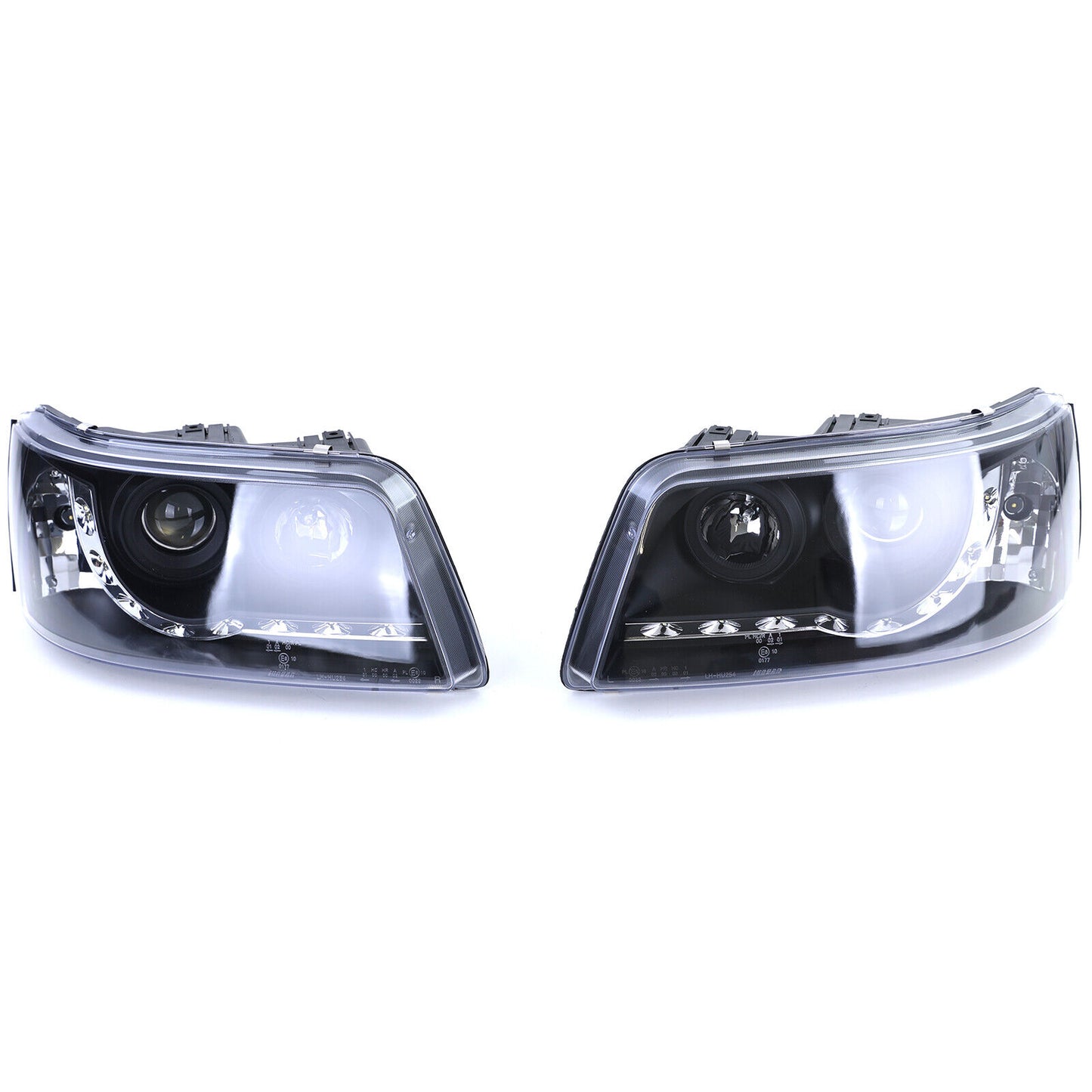 Fari con luci di marcia diurna a LED in ottica nera per VW Transporter Bus T5 03-09