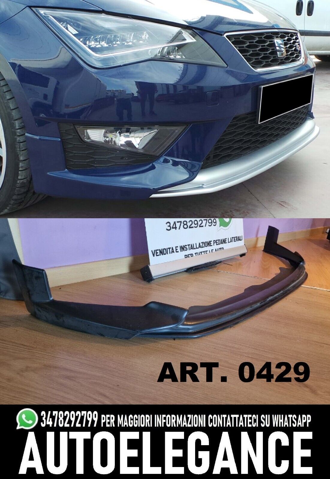 SOTTO PARAURTI ADATTO PER SEAT LEON 5F FR 2012-2016 LOOK DYNAMIC ABS GREZZO 0429