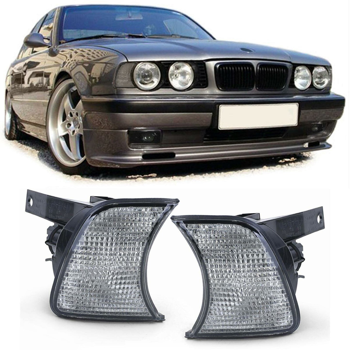 Coppia frecce fumè nero sinistra destra adatto per BMW Serie 5 E34 87-97- AUTOELEGANCERICAMBI