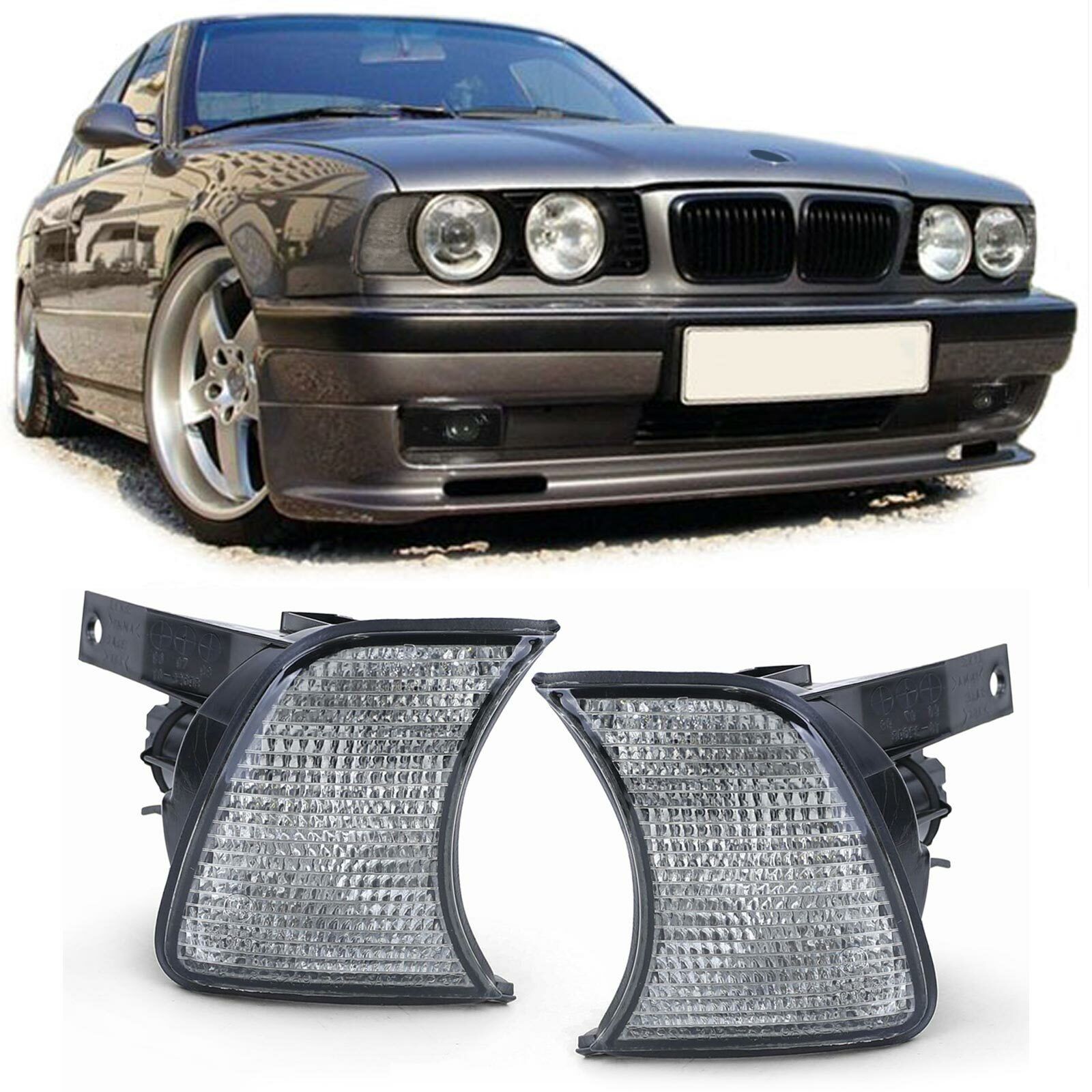 Coppia frecce fumè nero sinistra destra adatto per BMW Serie 5 E34 87-97- AUTOELEGANCERICAMBI