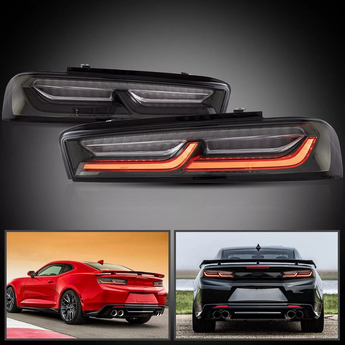 ⭐ART.2897 Fanali Posteriori a LED DRL Bianco/Fumé –Chevrolet Camaro (2016–2018 ⭐