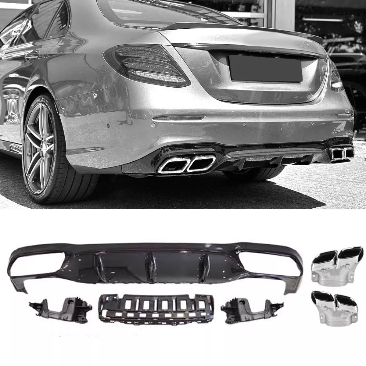 🤩Diffusore+Terminali Di Scarico Adatto Per Mercedes W213 Classe E🤩
