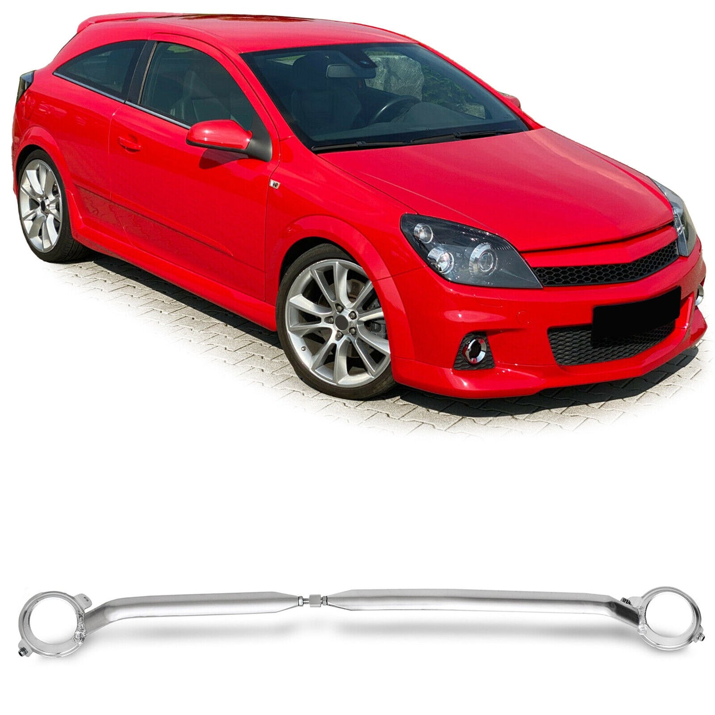Puntone cattedrale in alluminio lucido anteriore per Opel Astra H 04-10 berlina