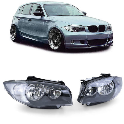 Coppia fari neri H7 H7 adatti per BMW E81 E82 E87 E88 dal 04- AUTOELEGANCERICAMBI
