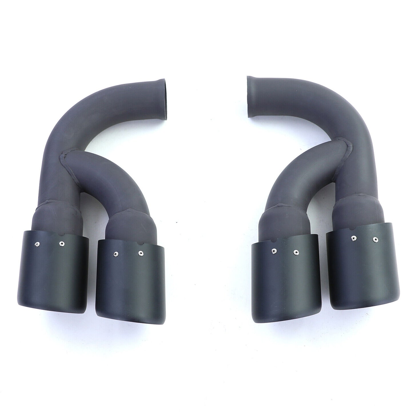 Aftermarket Black Stainless Steel Dual Exhaust Pipes Compatible with Porsche Cayenne 92A 3.0 Diesel 10-14 