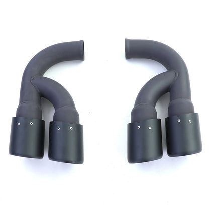 Aftermarket Black Stainless Steel Dual Exhaust Pipes Compatible with Porsche Cayenne 92A 3.0 Diesel 10-14 