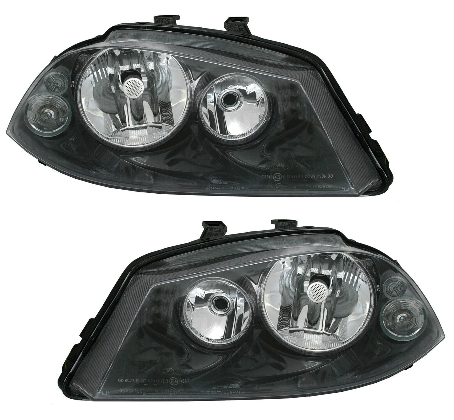 Headlight set for Seat Ibiza 6L Cordoba from 2002 - in black transparent glass H3 H7 