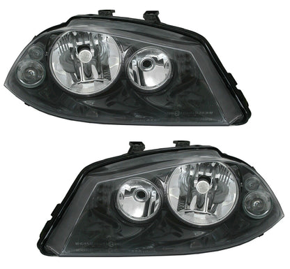 Headlight set for Seat Ibiza 6L Cordoba from 2002 - in black transparent glass H3 H7 