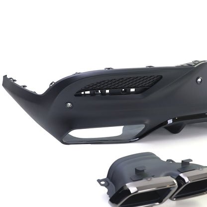 Diffusore Posteriore Sportivo + Doppi Terminali di Scarico Nero per Mercedes GLE
