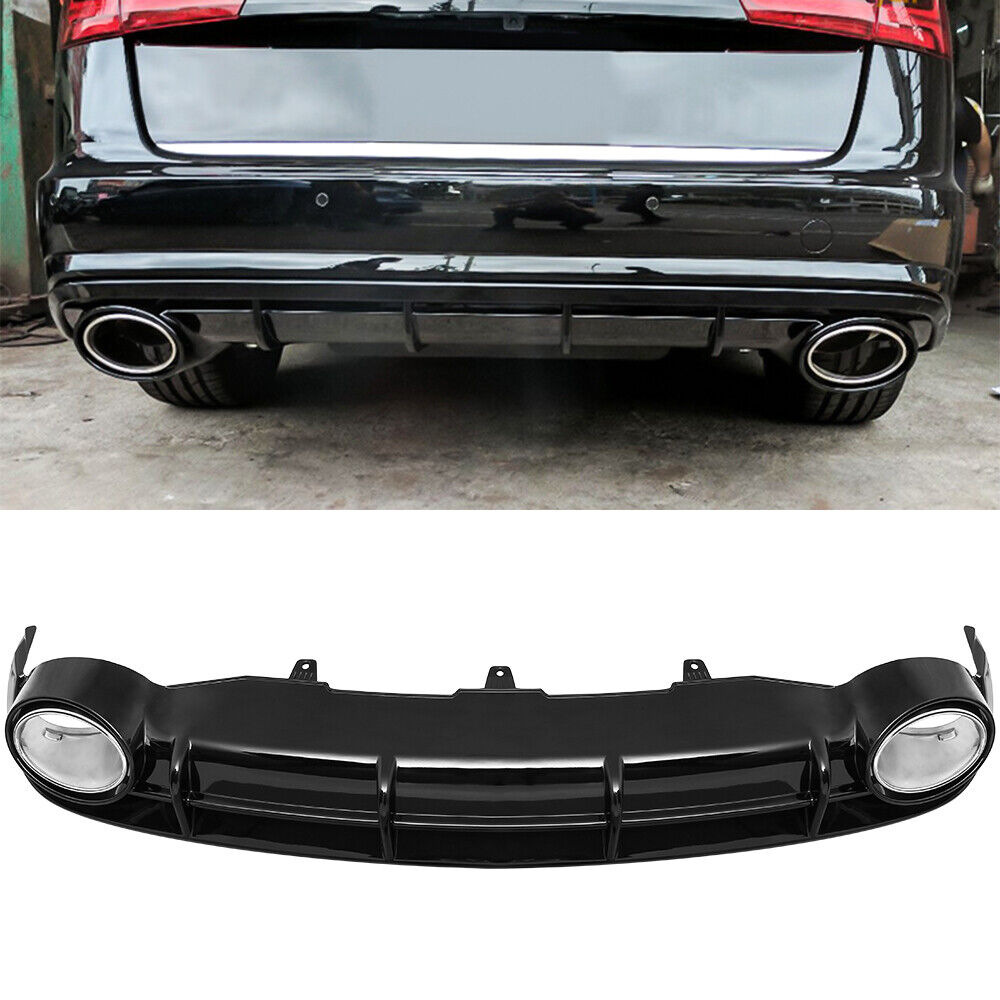 Diffusore posteriore paraurti adatto per Audi A6 C7 berlina 2011-14 nero lucido