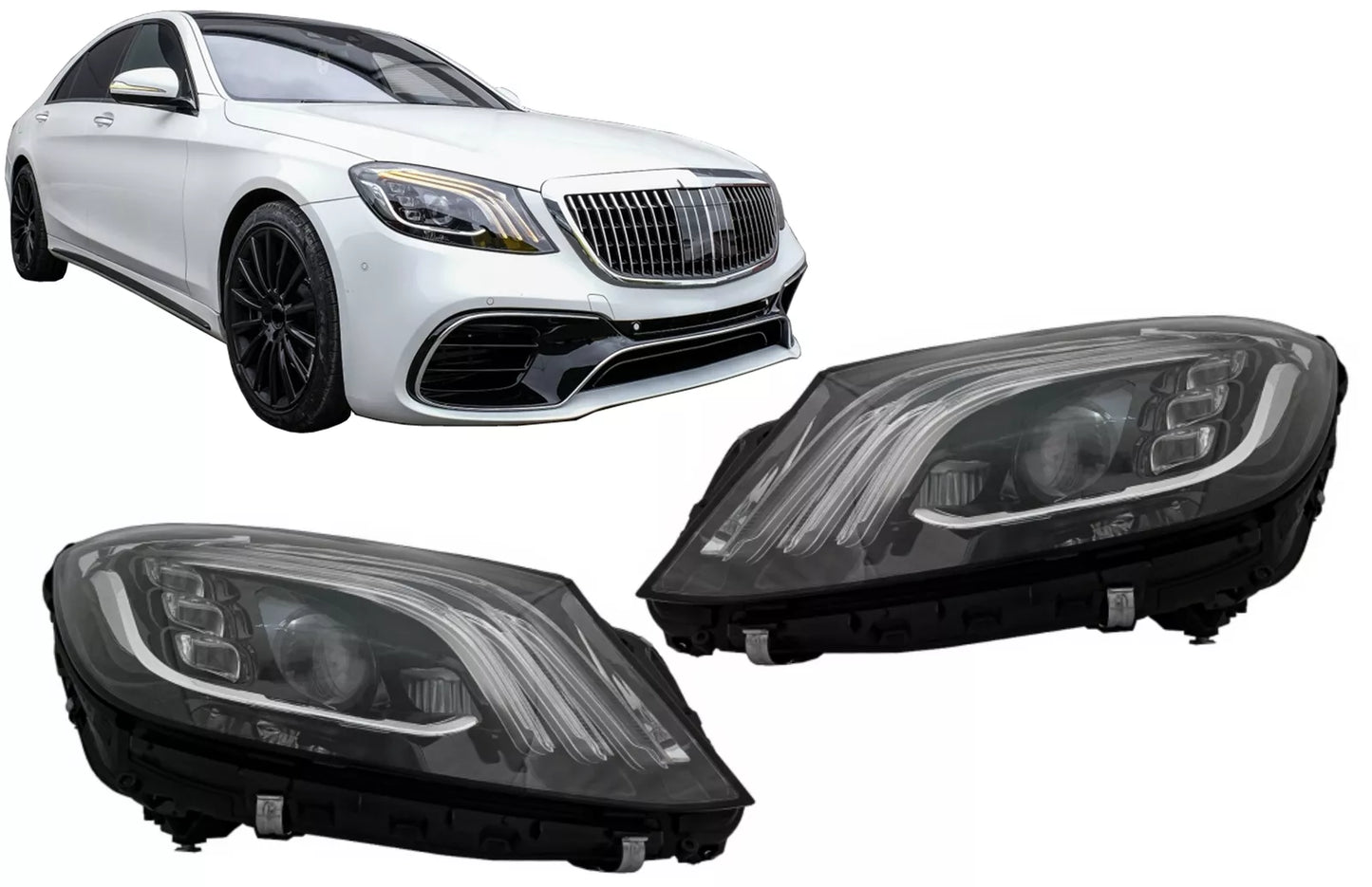 🤩Phares Full LED pour MERCEDES Classe S W222 Maybach X222 13-17 Facelift Look🤩