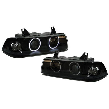 Faro anteriore CCFL Angel Eyes aftermarket compatibile con BMW Serie 3 E36 Coupé Cabrio