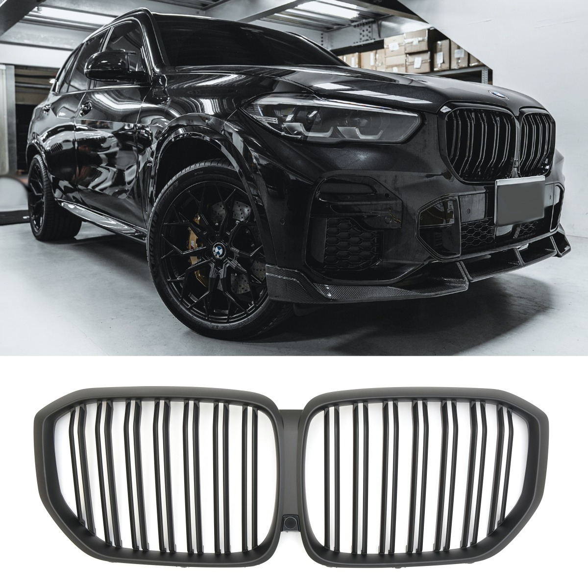 GRIGLIA DOPIA STAFFA NERO OPACO ADATTA PER BMW X5 G05 2018-2023