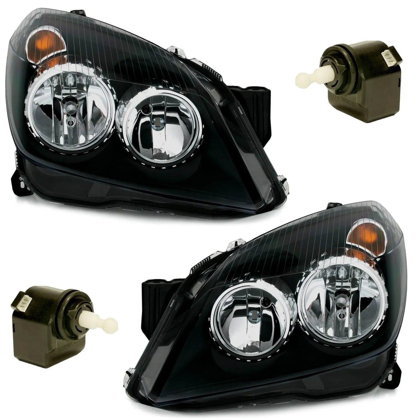 Set fari per Opel Astra H dal 2004 al 2010 in nero aggiornamento alogeno H1 H7🔥