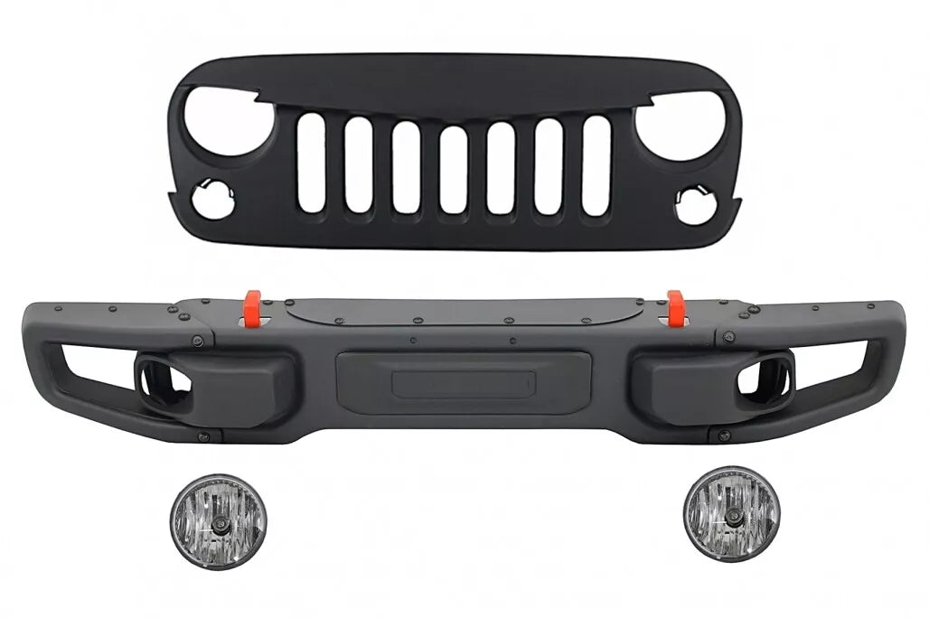 💎Paraurti metallo per Jeep Wrangler Rubicon JK 07-17 Fendinebbia Griglia Nero💎