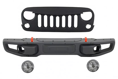 💎Paraurti metallo per Jeep Wrangler Rubicon JK 07-17 Fendinebbia Griglia Nero💎