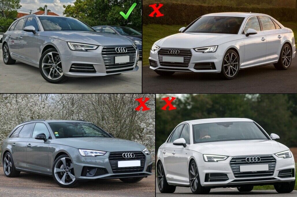 Bumper Grilles Covers Side for Audi A4 B9 2016-2018 RS4 Look Silver 