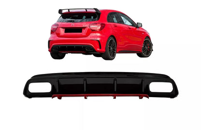 ⭐Diffuseur Pare-chocs pour Mercedes A W176 Facelift 2015-2018 A45 Look Rouge⭐