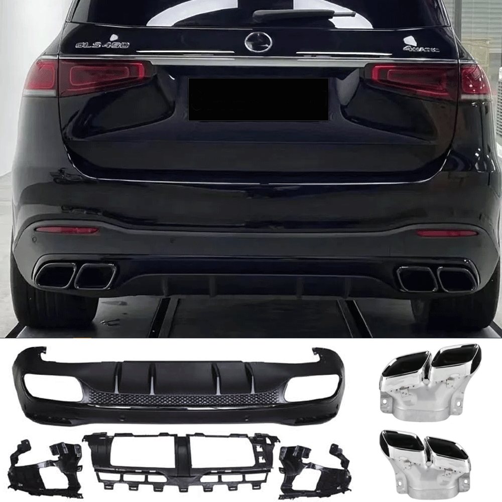 For Mercedes X167 GLS Diffuser + Bumper Exhaust 2X2 (CHROME) 63 AMG OPTICS 