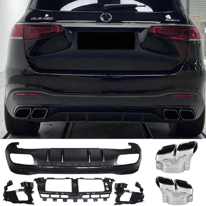 For Mercedes X167 GLS Diffuser + Bumper Exhaust 2X2 (CHROME) 63 AMG OPTICS 