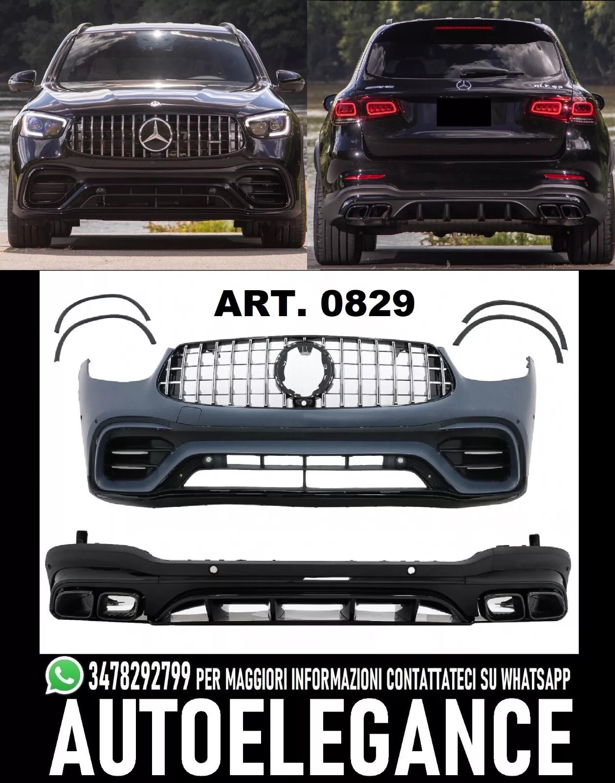 bodykit per Mercedes GLC SUV X253 AMG 2020+ C63 - Paraurti anteriore + diffusore
