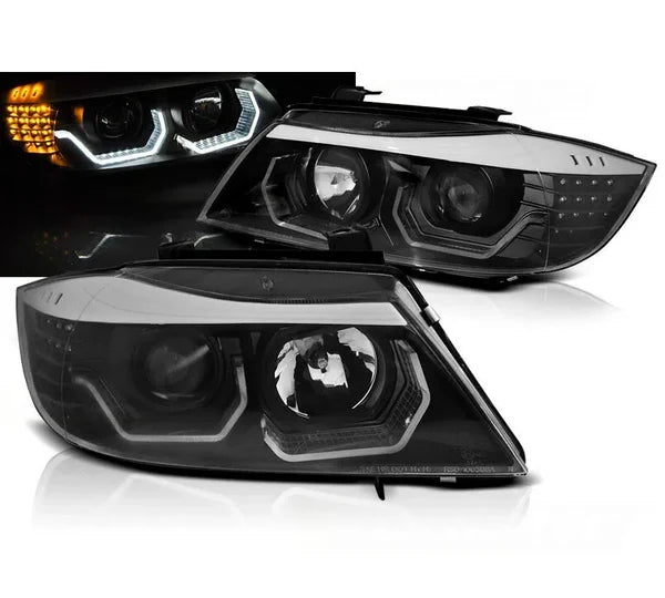 ⭐Fari adatto per BMW E90 E91 2005-2008 neri con frecce LED⭐