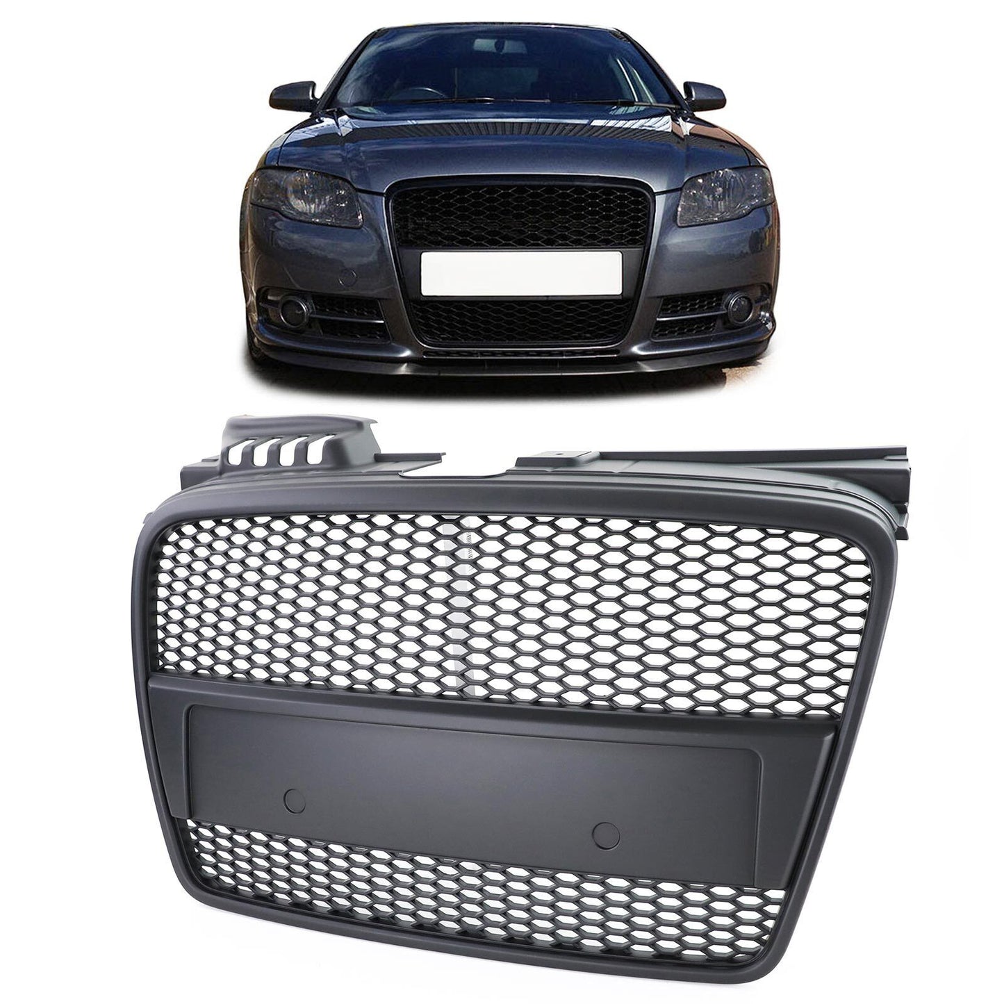 Griglia Sport a nido d'ape nera aftermarket compatibile con Audi A4 B7 04-07 + Cabrio