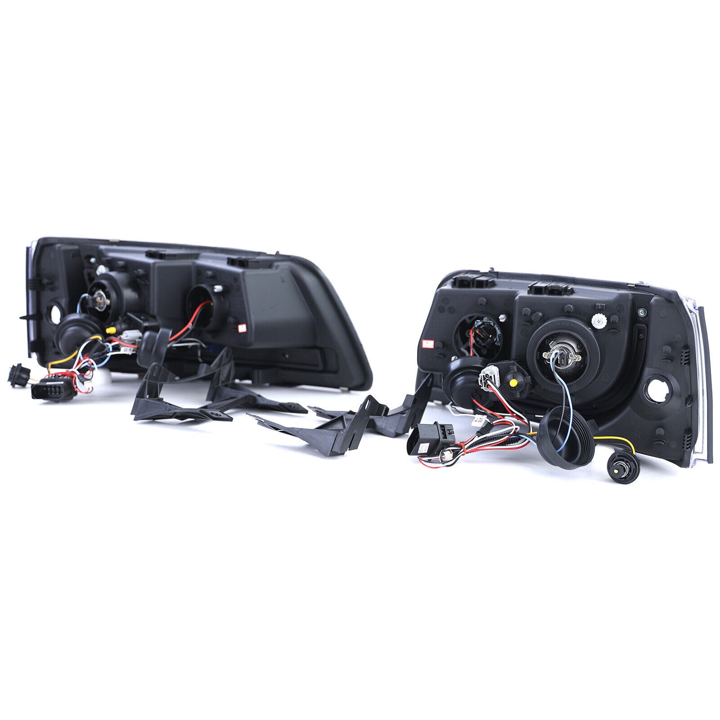 Fari con luci di marcia diurna a LED in ottica nera aftermarket compatibile con VW Transporter Bus T5 03-09