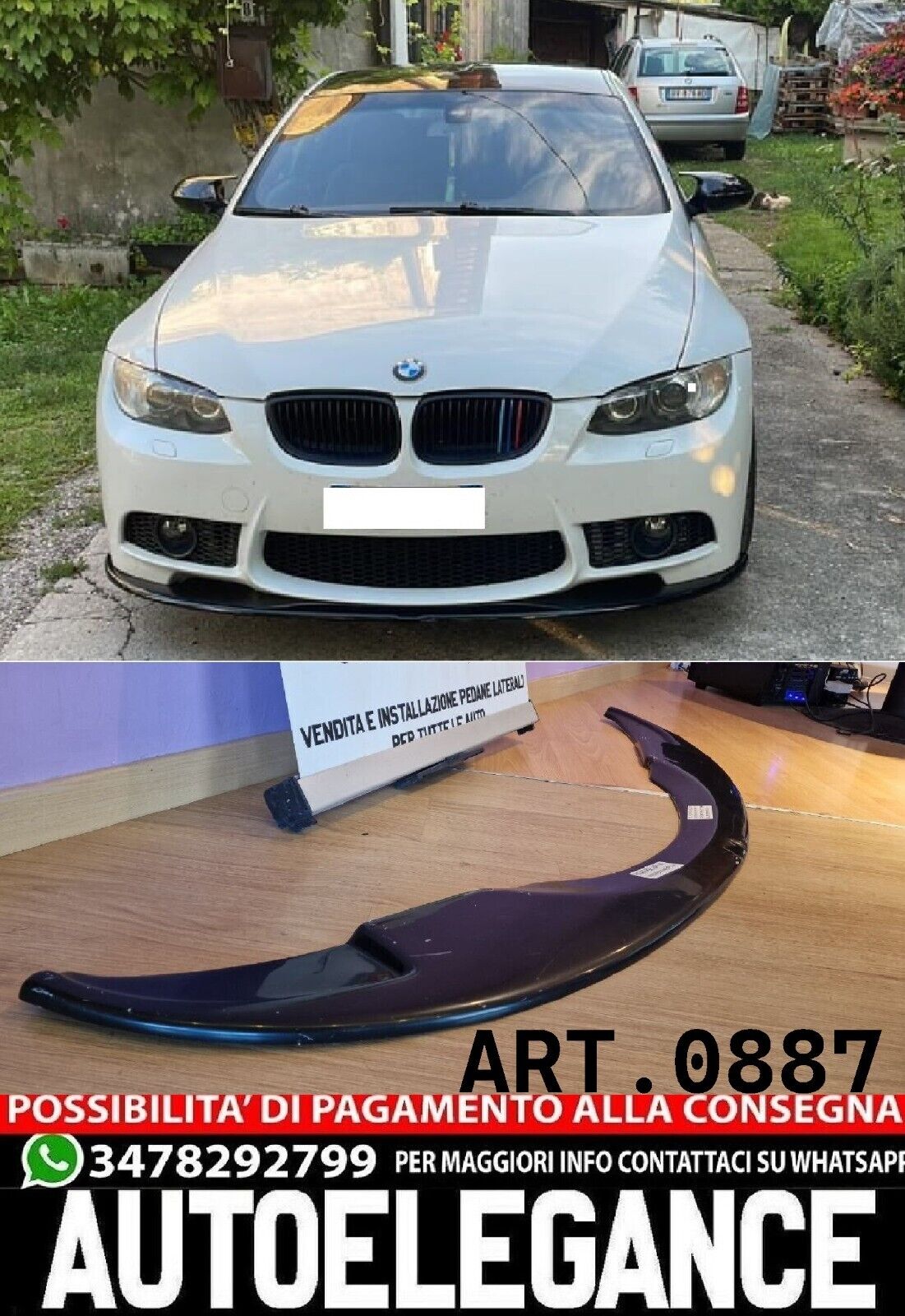 SPLITTER SUITABLE FOR BMW 3 SERIES E92 E93 M3 2006-2010 GLOSS BLACK LOOK