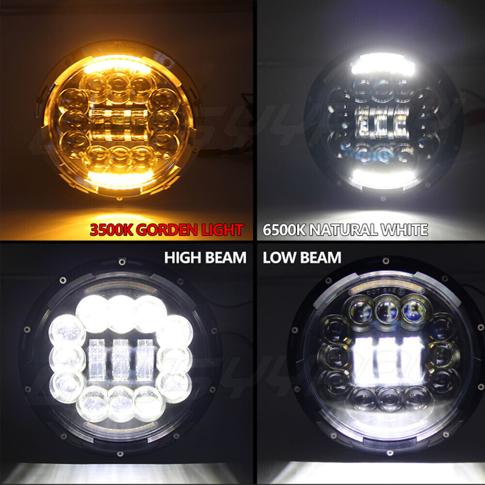 Faro a LED rotondo da 7 pollici DOT Hi / Lo Beam Lamp per Ford Mustange F100 F150 Pickup