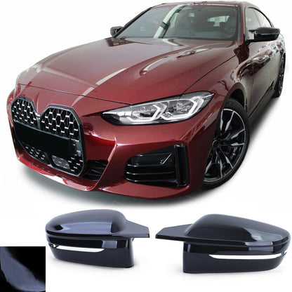 Calotte specchietti nere lucide di ricambio aftermarket compatibile con BMW Serie 4 G22 G23 G26 dal 20