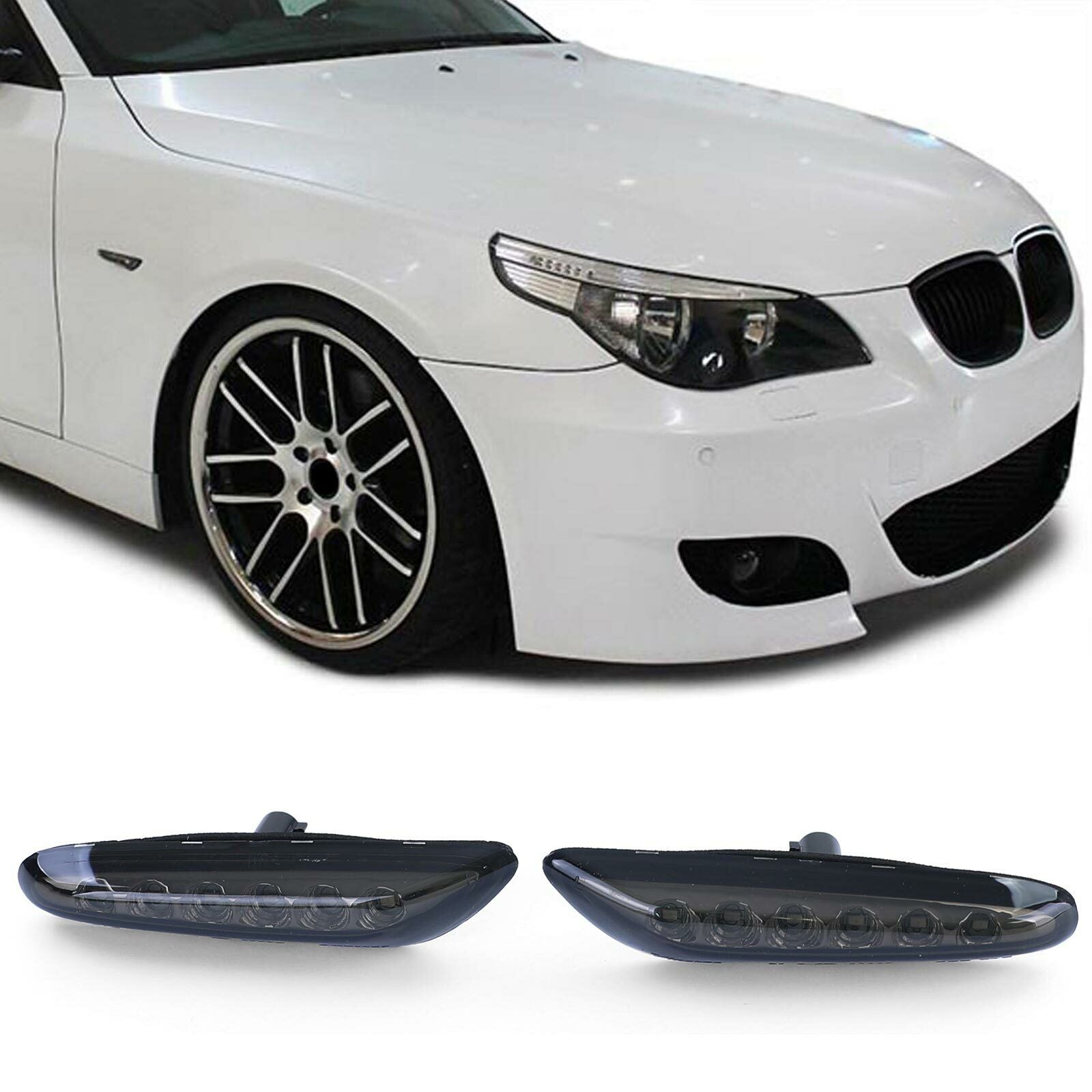 Coppia frecce laterali a LED fumo nero adatte per BMW Serie 5 E60 E61 X1 E84 X3 AUTOELEGANCERICAMBI