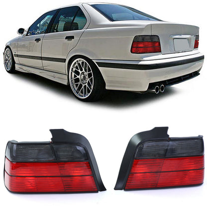 Fanali posteriori Rosso Nero Coppia compatibile per BMW Serie 3 E36 Berlina 90-99