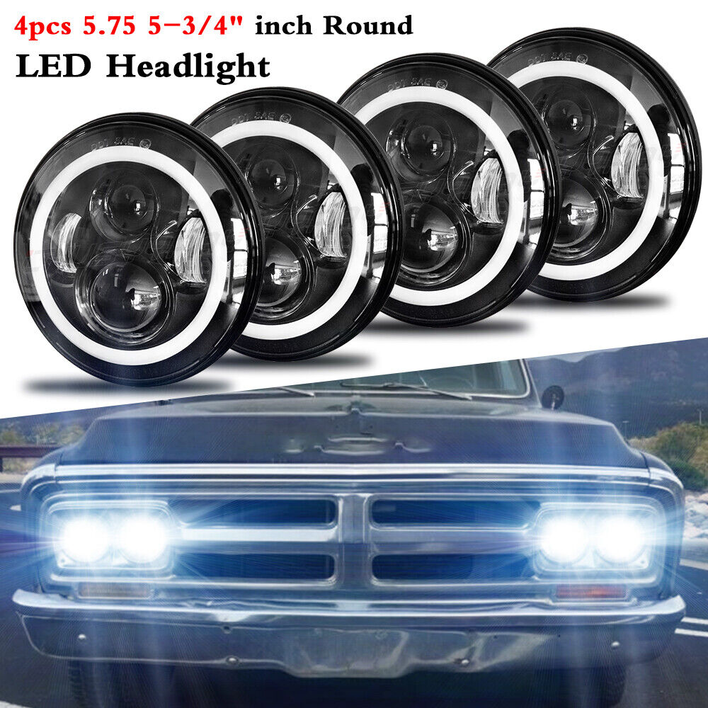 4pcs 5.75 5-3/4" inch Car LED Headlights For Chevy GMC Corvette C1 C2 1963-1982 