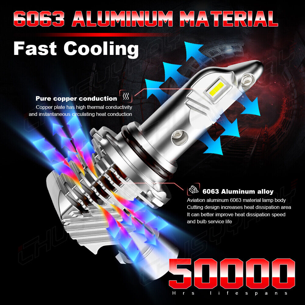 4Pcs 9005 9006 LED Combo Headlight Fog Light Kit High Beam 6000K