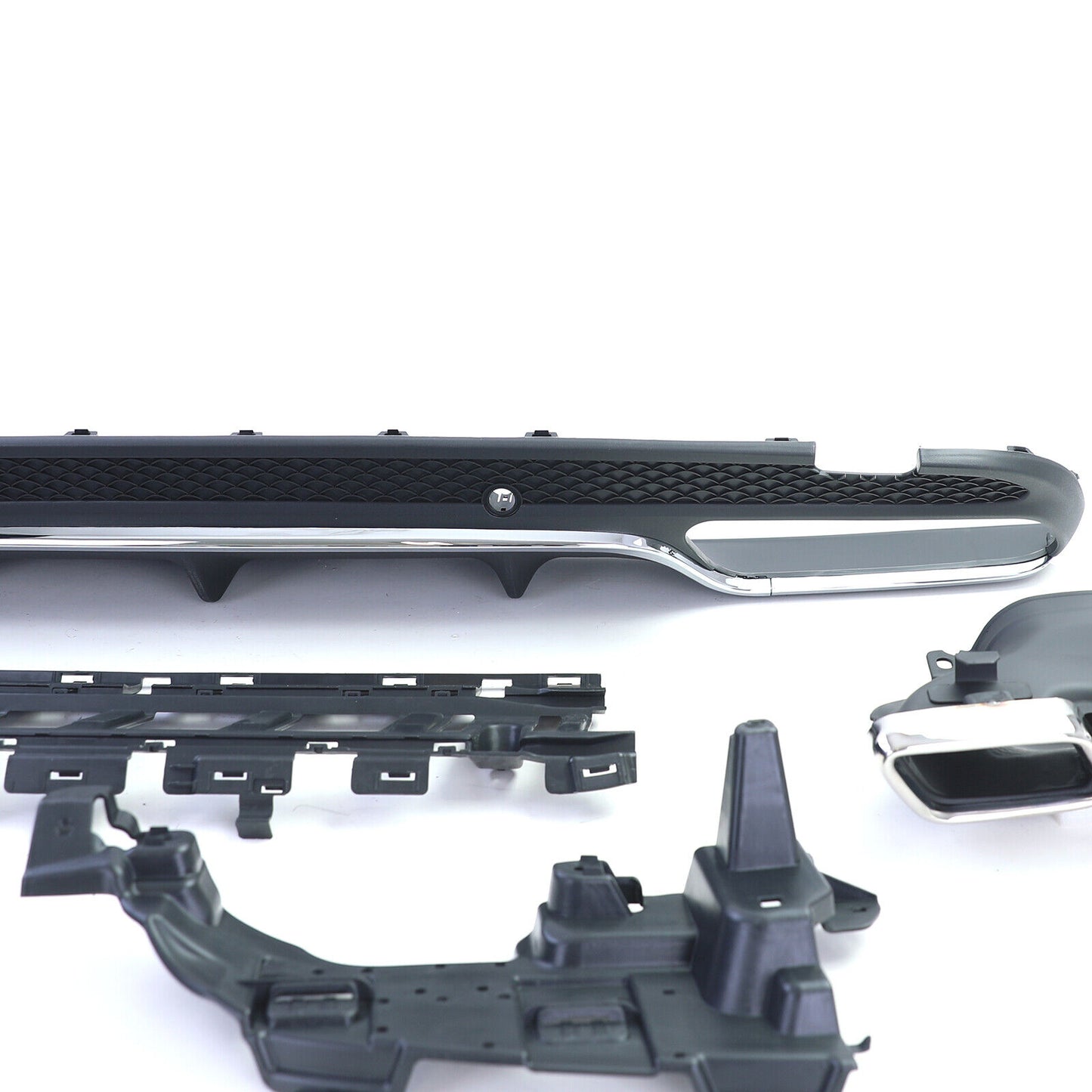 Aftermarket Chrome Sport Rear Diffuser with Exhaust Tips Compatible with Mercedes C W205 S205 14-18 