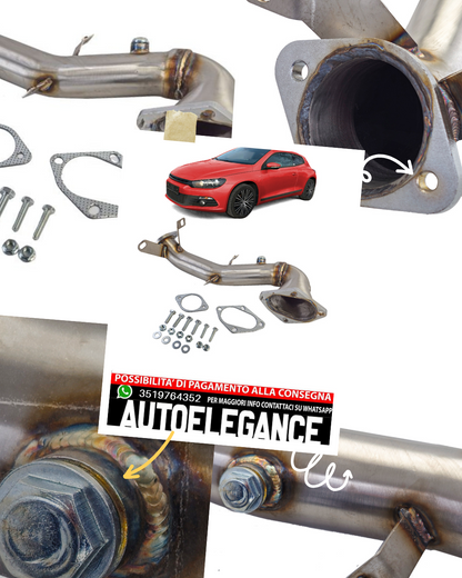 Tubo di ricambio downpipe racing in acciaio inox per VW Scirocco 08-17 1.4 TSI