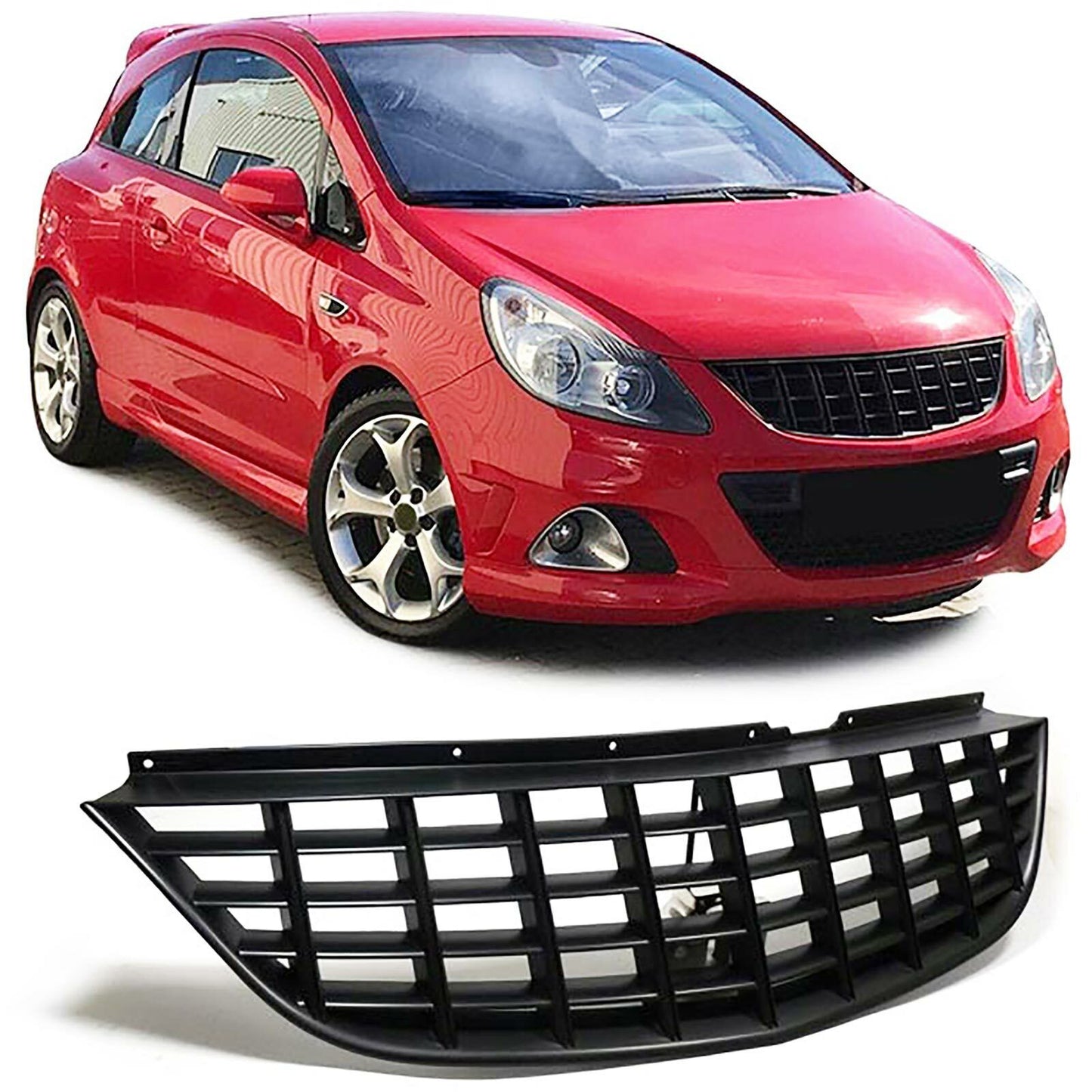 Griglia radiatore sportiva senza emblema nera per Opel Corsa D 06-10-
