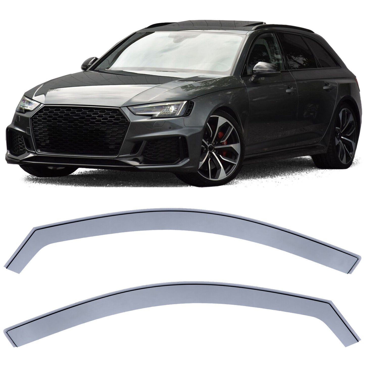 Aftermarket Black Smoke Windscreen Rain Deflector Compatible with Audi A4 8W B9 from 15 