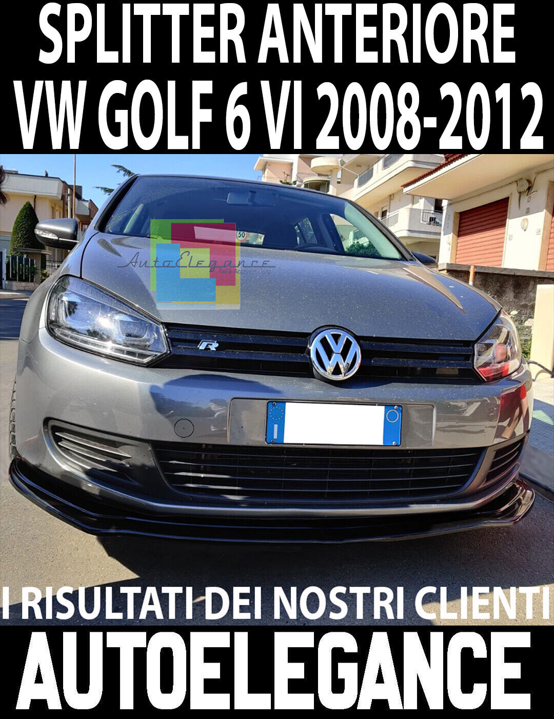 VW GOLF 6 MK6 VI SPOILER SOTTO PARAURTI ANTERIORE ABS NERO SPLITTER LUCIDO