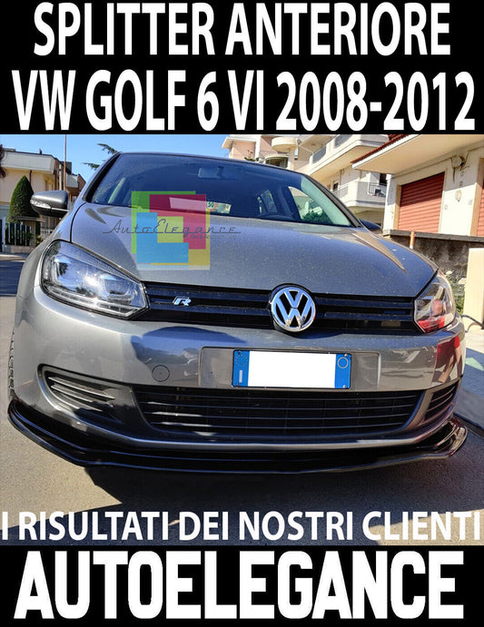 VW GOLF 6 MK6 VI SPOILER SOTTO PARAURTI ANTERIORE ABS NERO SPLITTER LUCIDO