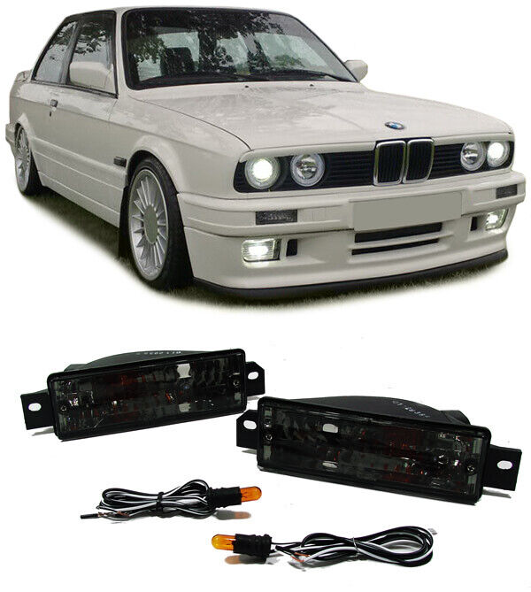 Indicatore di direzione in vetro trasparente con luce di posizione nero aftermarket compatibile con BMW 3ER E30 87-93