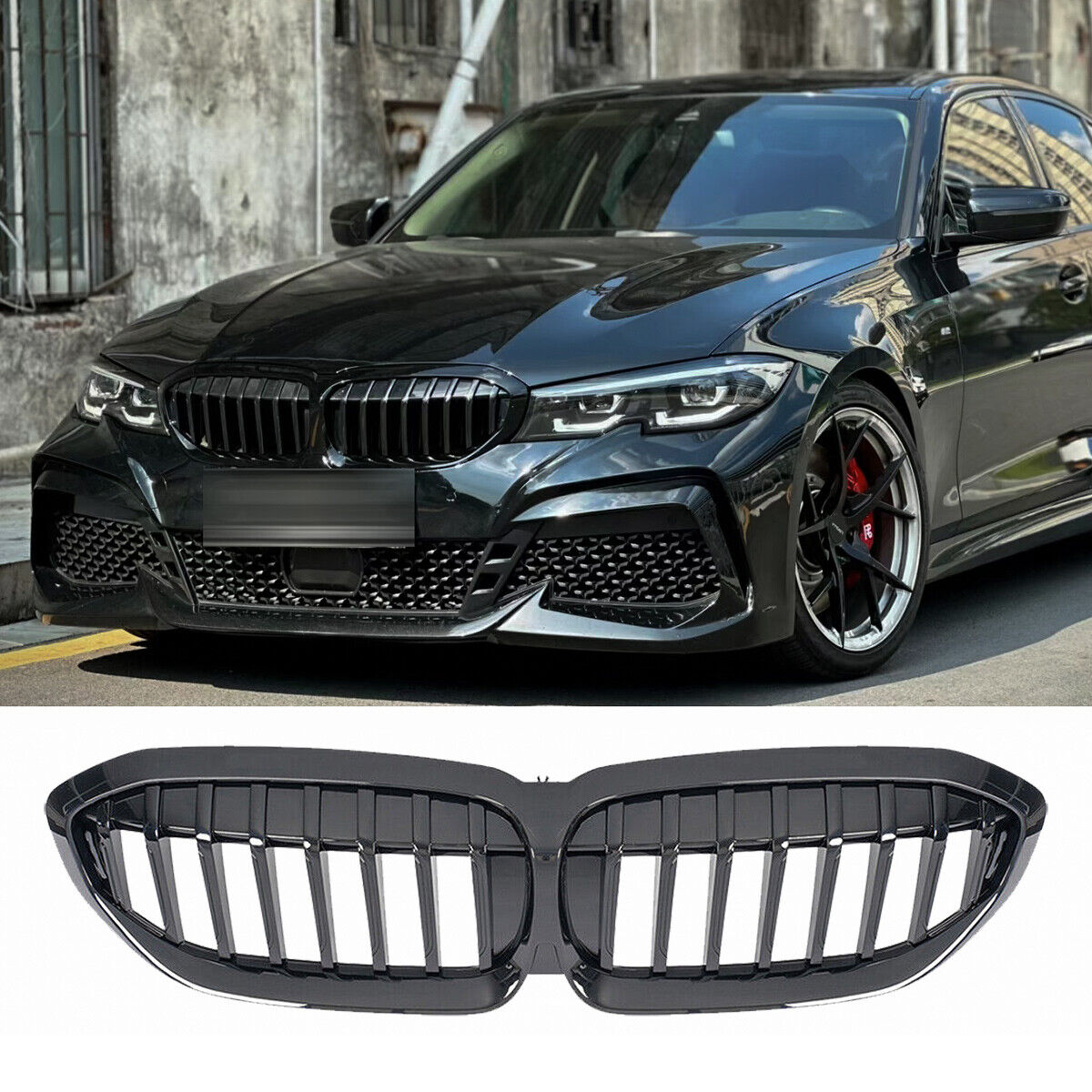 Griglia Reni ponte singolo adatto per BMW Serie 3 G20 G21 berlina Touring pianoforte nero