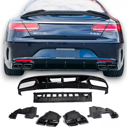 😎Diffusore+ Terminali Di Scarico(NOIR) Adatto Per Mercedes S-KL.S63 😎