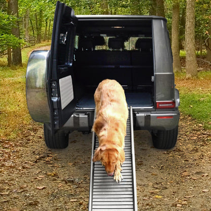 Rampa per cani per auto Aiuto all'ingresso antiscivolo pieghevole grigio 155x40cm a 90Kg