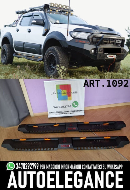 PEDANE ADATTE PER FORD RANGER T6 2011+ LOOK DAKAR OFF ROAD NERO OPACO CON LED